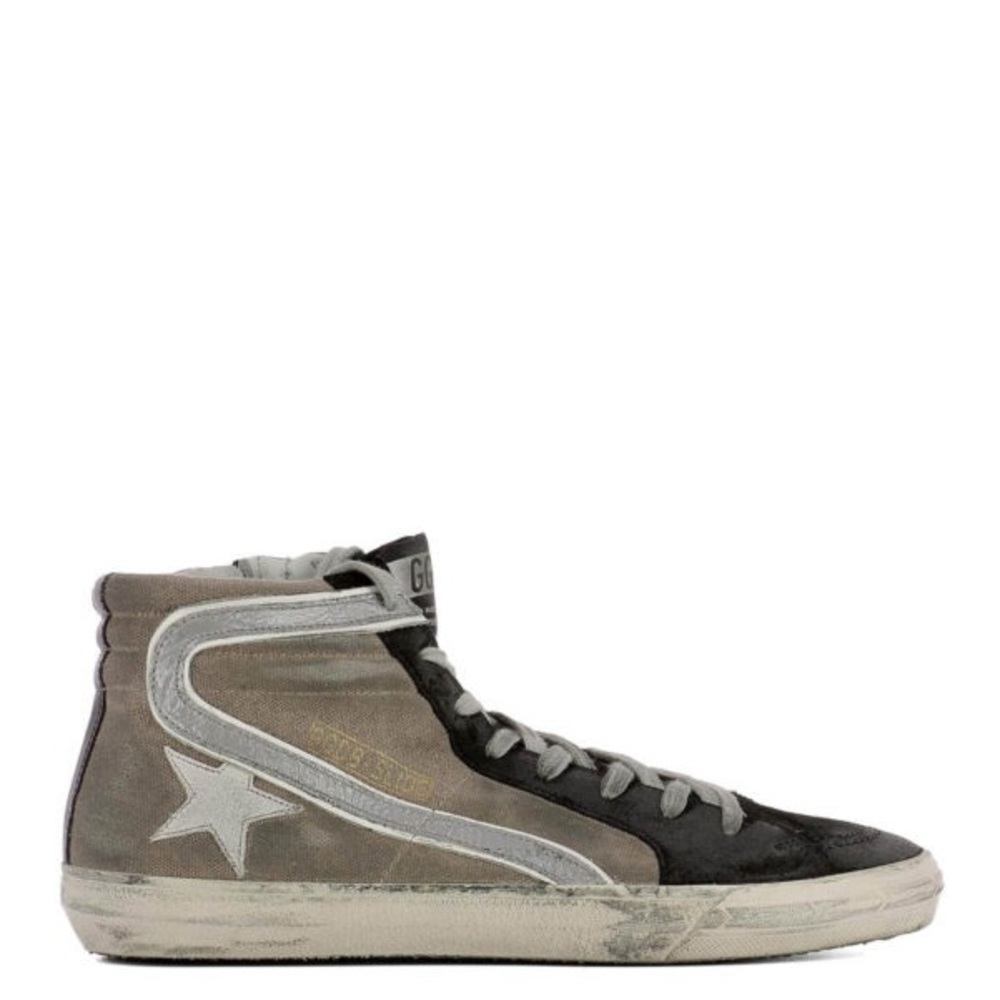 Golden Goose Slide High Top Sneakers IT 40 US 7 Designer Canvas Suede Zip - Picture 2 of 15